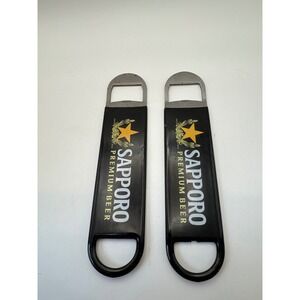 Sapporo Premium Beer Bottle Opener Set of 2 Black Vinyl Bar Blade Speed Opener